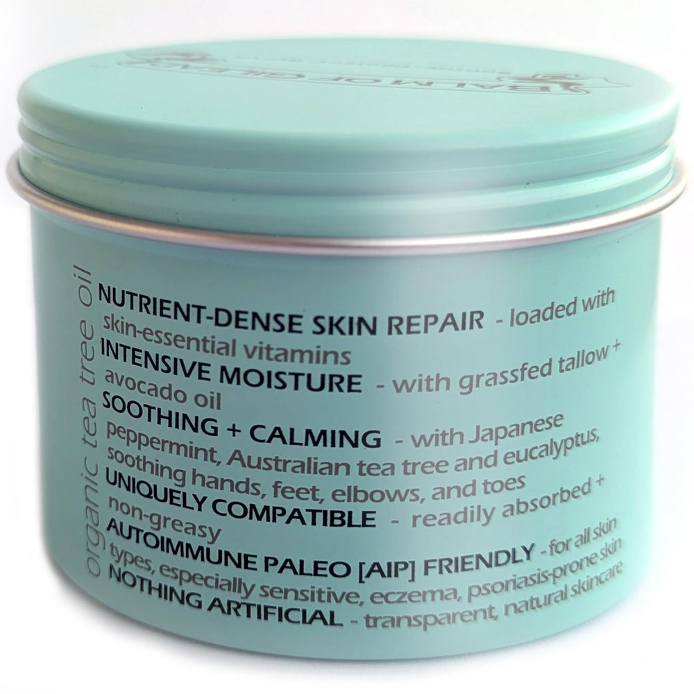 BALM OF GILEAD texture close-up shows quick-absorbing moisture for feet.