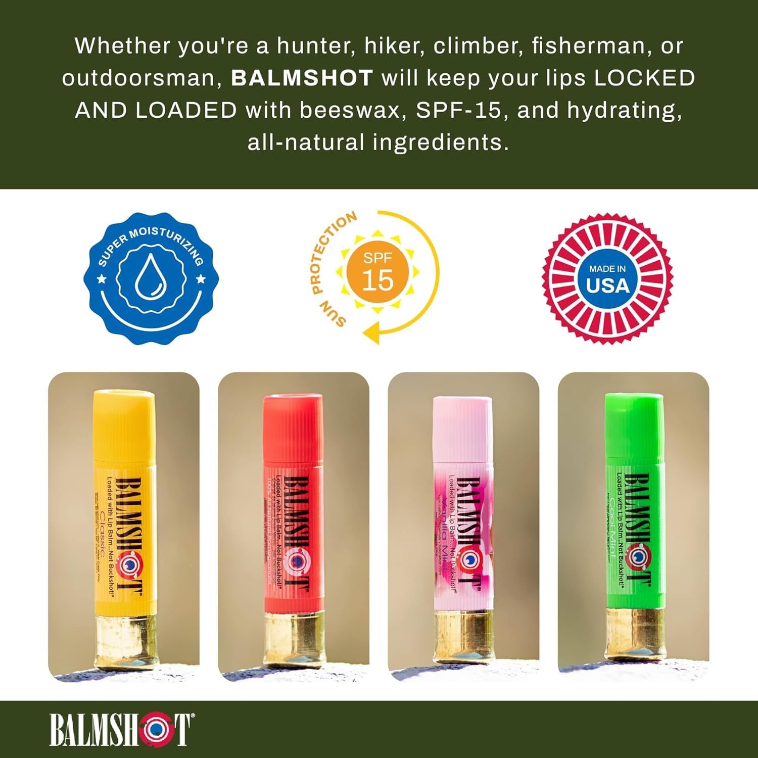 Balmshot bálsamo labial con aloe y vitamina E para hidratación suave