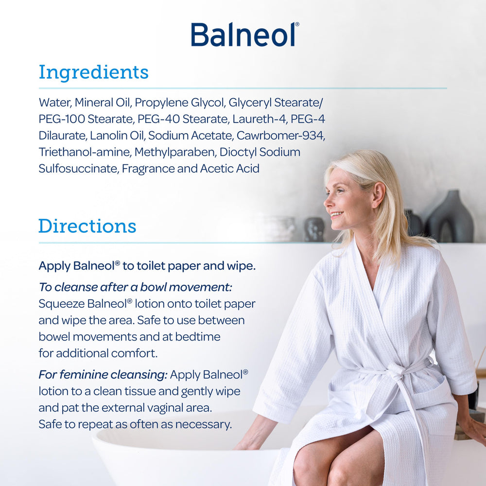 Balneol Hygienic Cleansing Lotion in use demonstrates gentle cleansing without residue