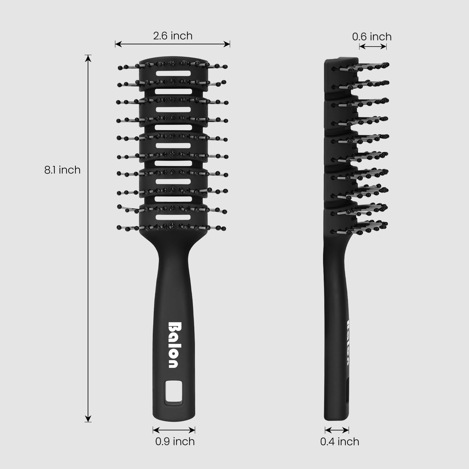 Balon hair brush suitable for all hair types including straight and curly.