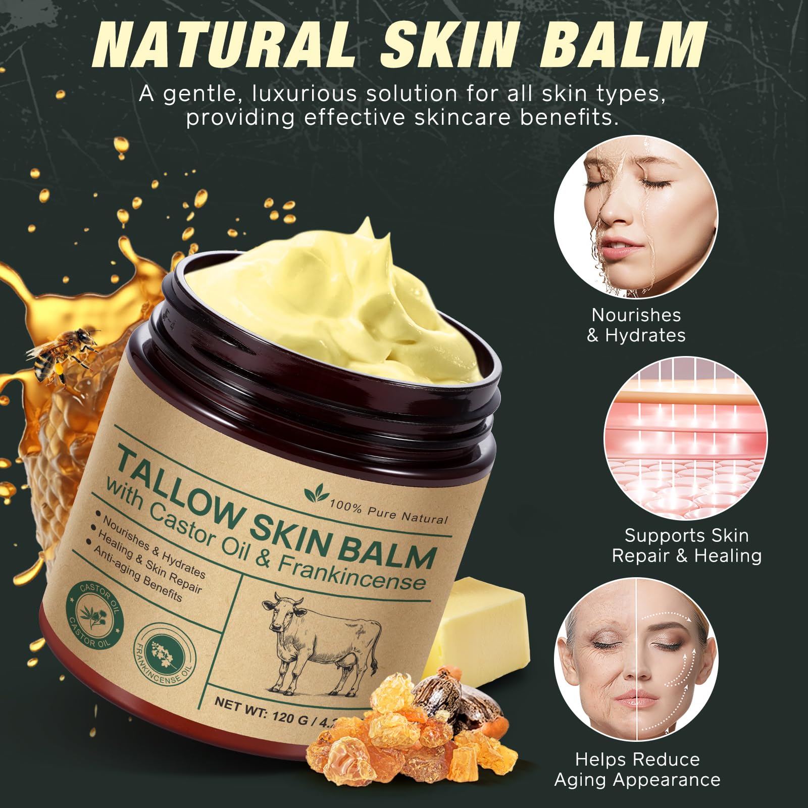 Bálsamo grasa ternera con aceite de ricino para piel flexible.