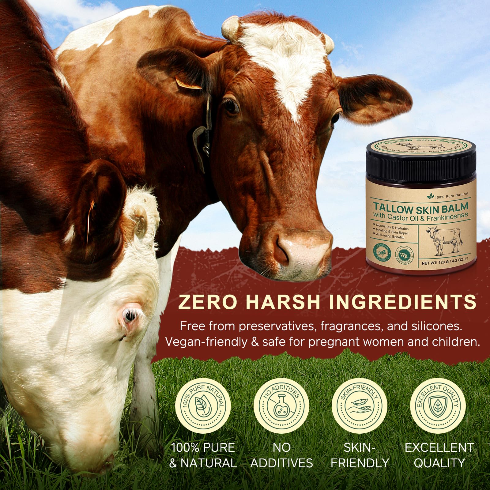 Bálsamo grasa ternera cuidado facial y corporal para piel seca.