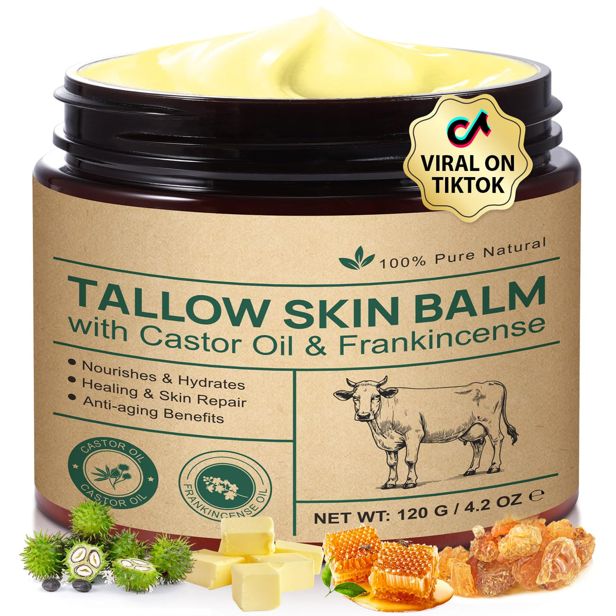 Bálsamo grasa ternera en envase 120 g para hidratación facial suave.