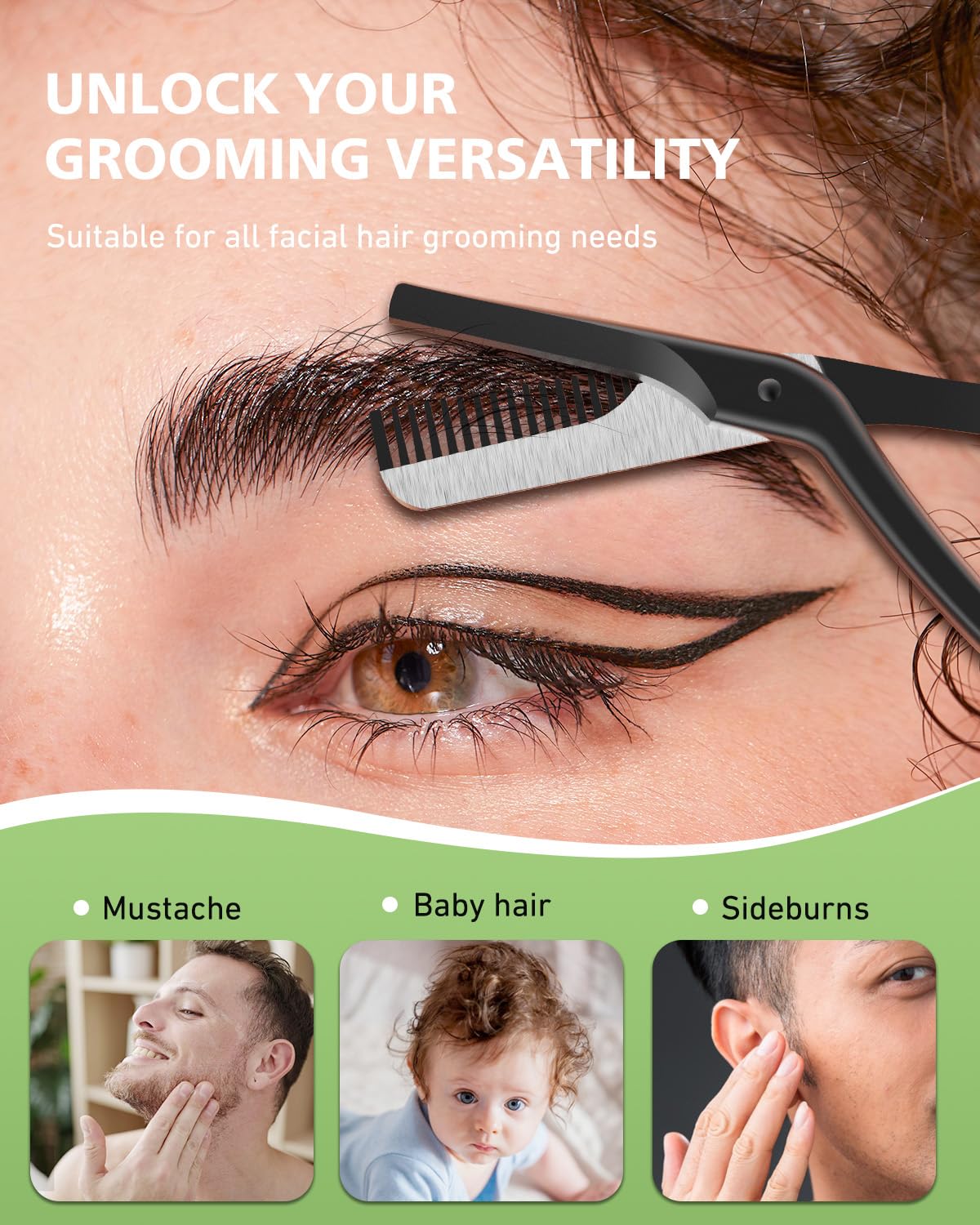 Baluca Eyebrow Scissors with Comb in use during a trim session for brows.