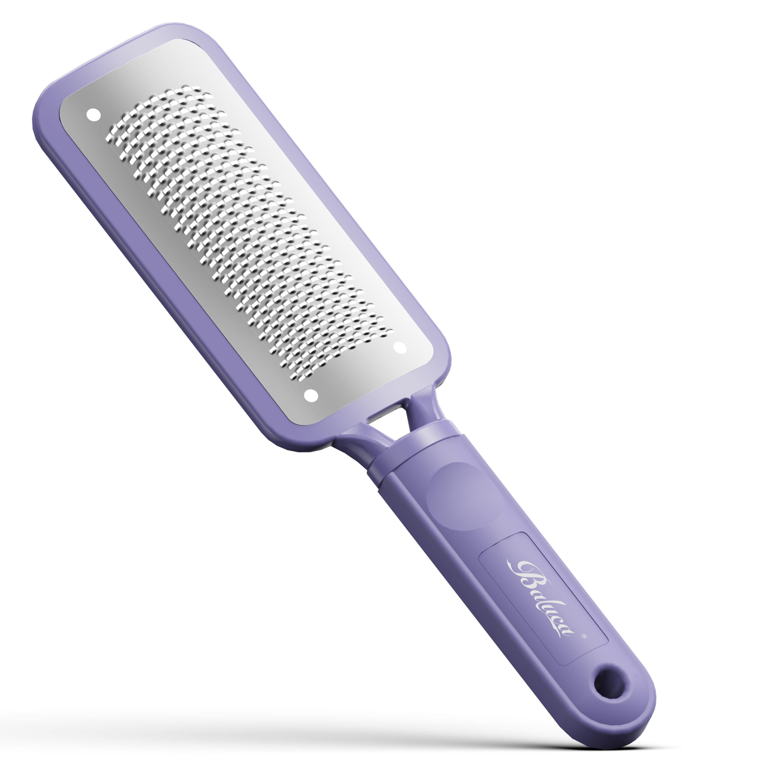 Baluca foot file with surgical steel surface for smoother feet at home.