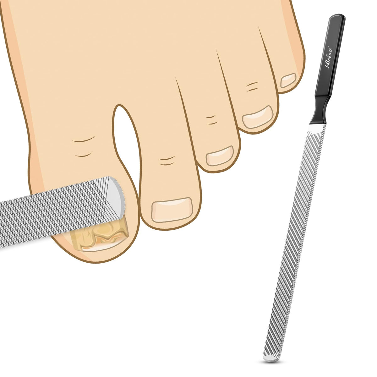 Baluca long nail file with extended 4.72-inch surface for thick nails.