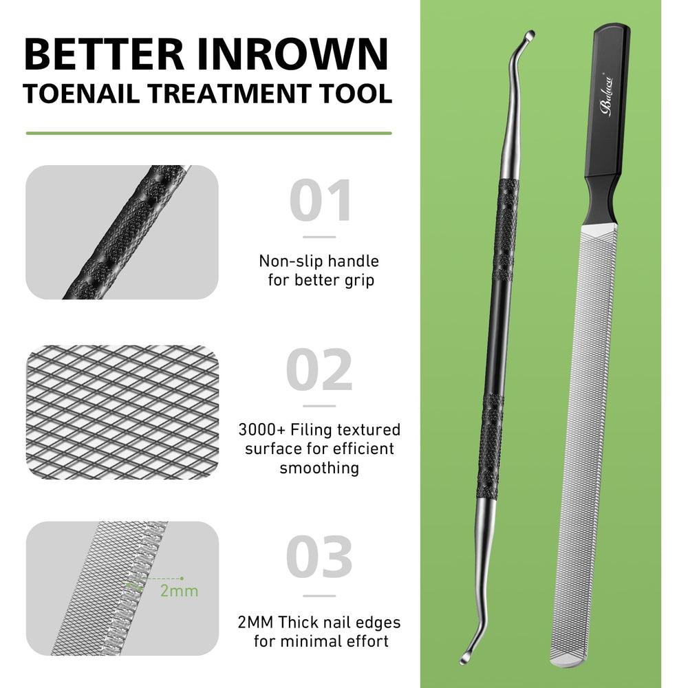Baluca coarse grit 180/240 file smooths thick nails quickly.