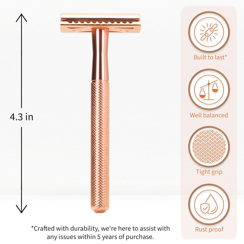 Bambaw rose gold handle detail shows ergonomic grip for comfort.