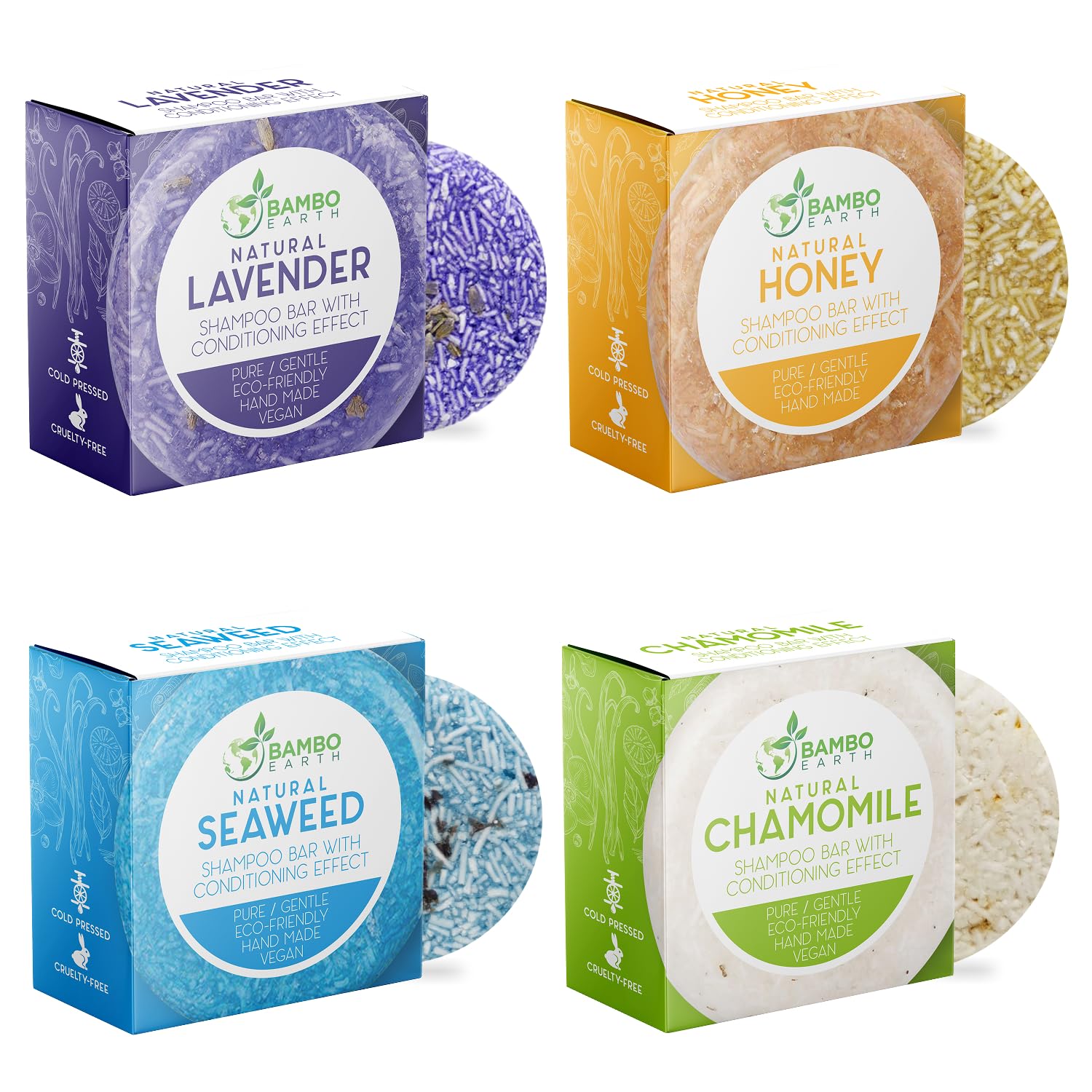 BAMBOEARTH barra champú sólido lavanda, cuidado natural para el cabello