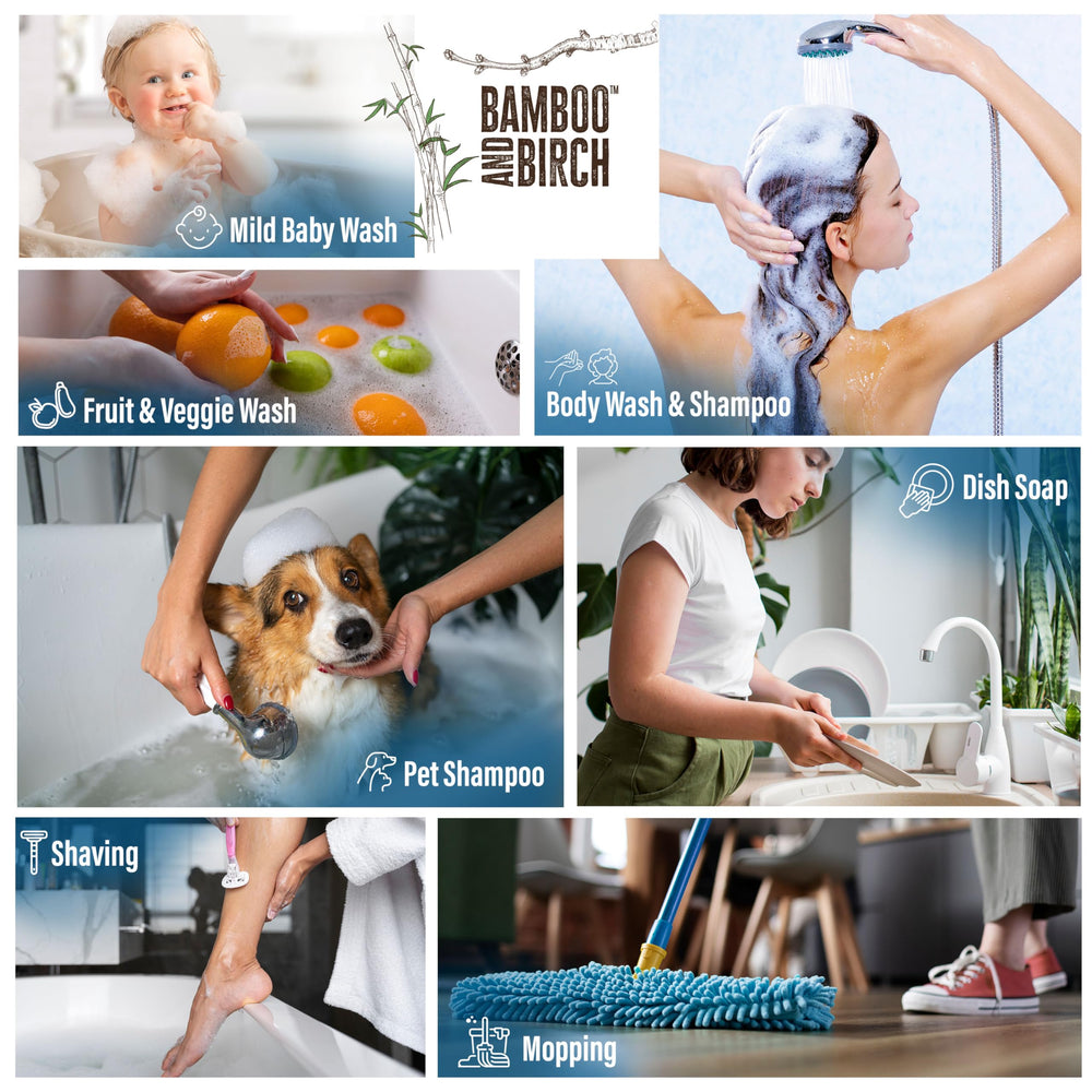 Envase reciclable Bamboo and Birch para reducir residuos y limpieza suave