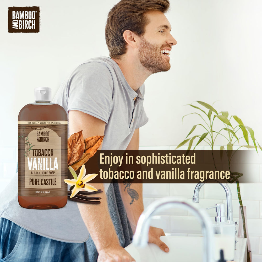 Etiqueta de BAMBOO AND BIRCH, envase reciclable para consumo responsable.