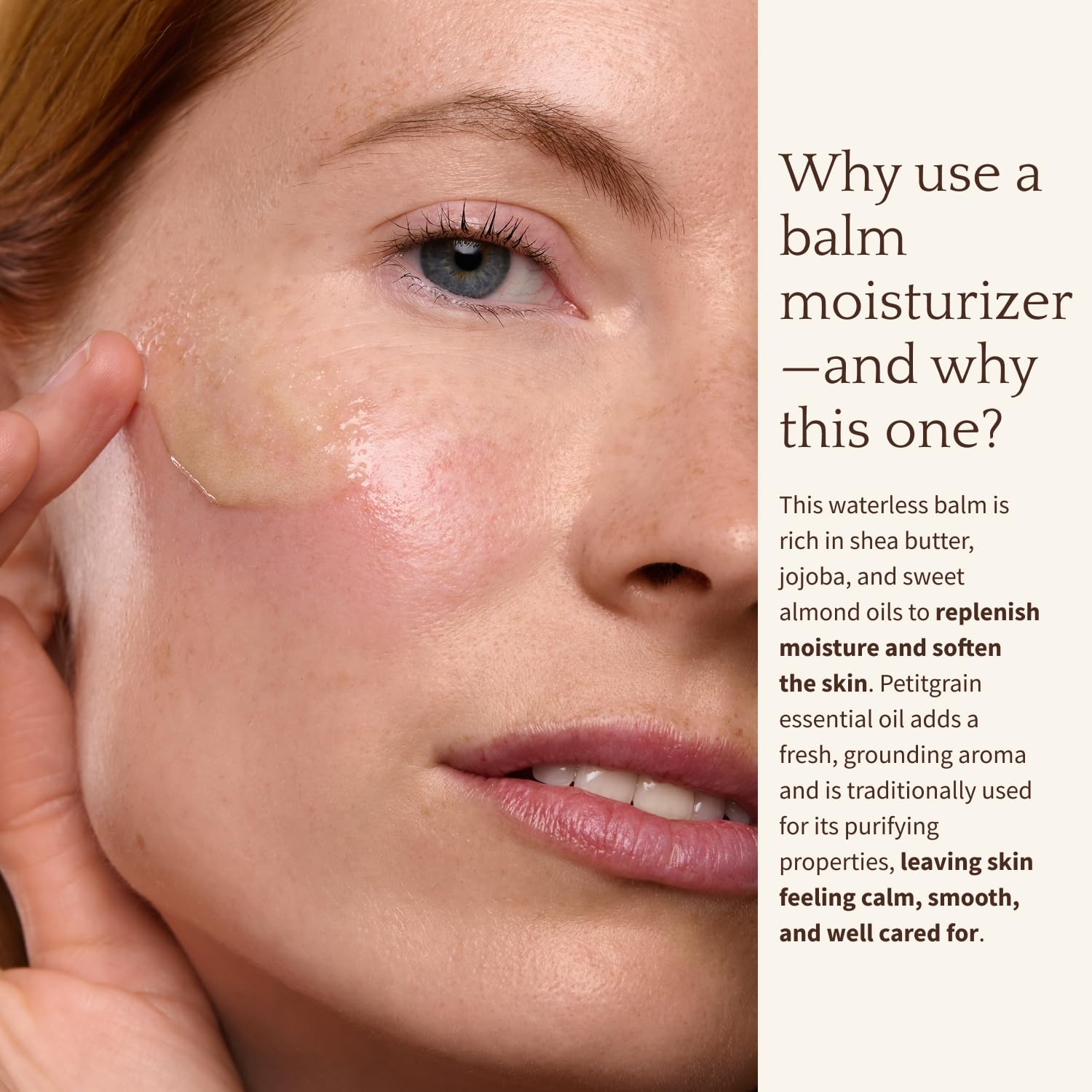 BAMBU EARTH moisturizer application demonstrating smooth, even coverage for dry skin