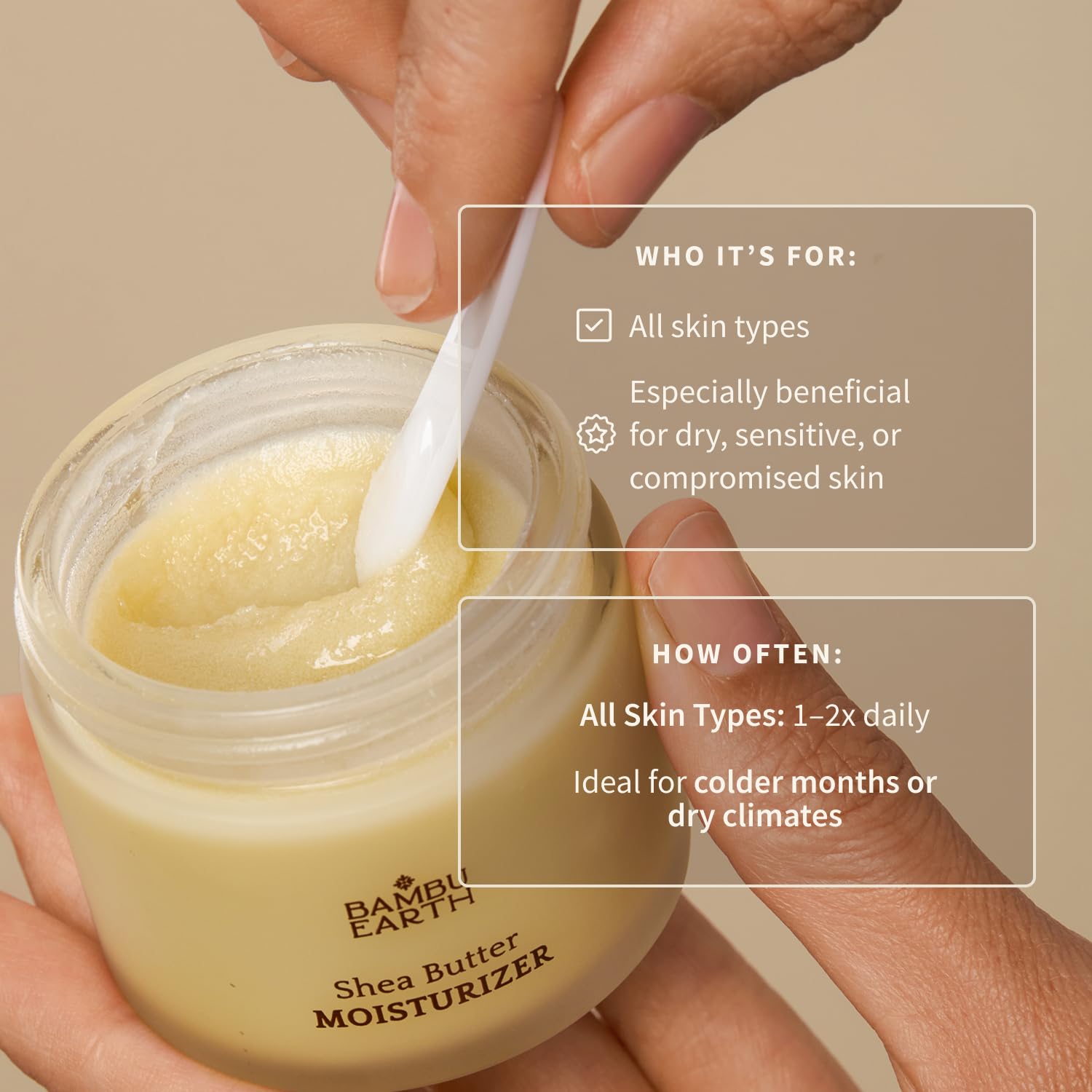BAMBU EARTH Shea Butter Face Moisturizer texture appears creamy and non-greasy