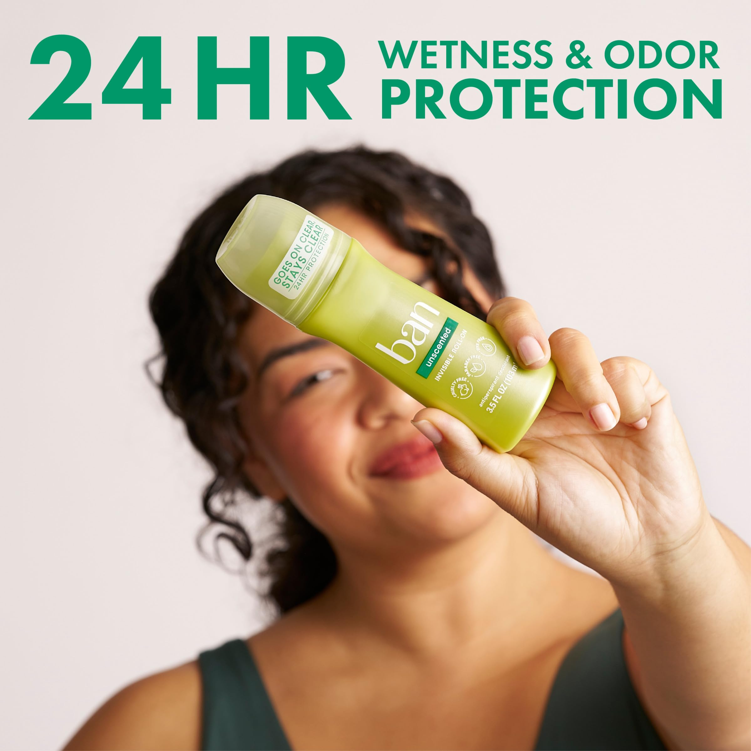 Ban Original Unscented roll-on 24-hour protection label on bottle