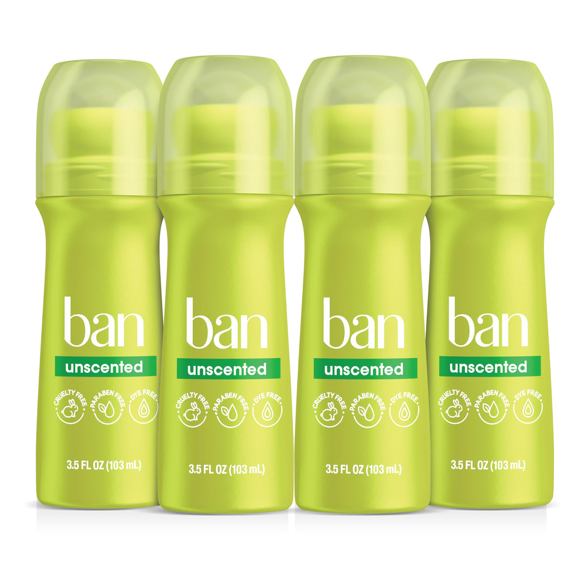 Ban Original Unscented roll-on bottle showing clear, invisible application for all-day protection