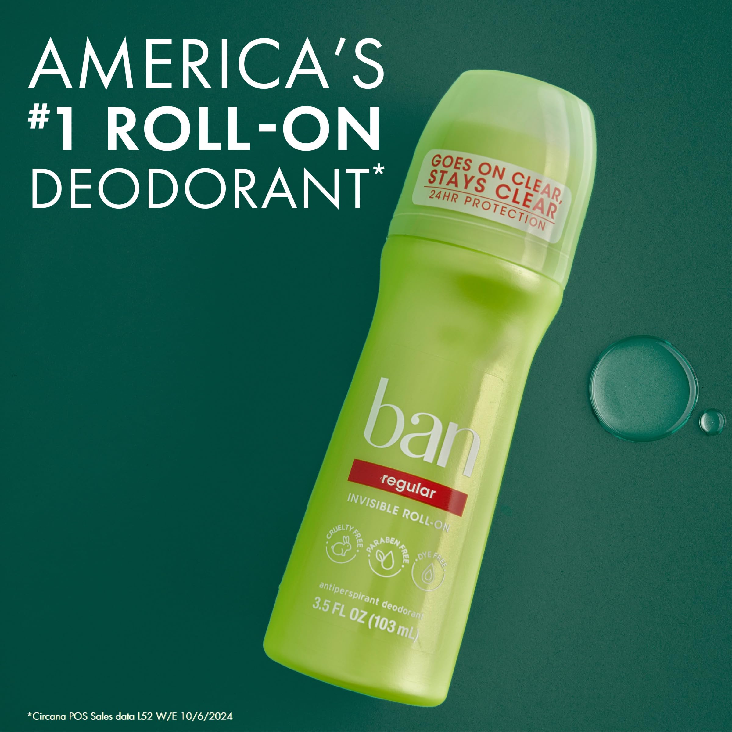 Desodorante Ban Roll-On sin manchas en la ropa