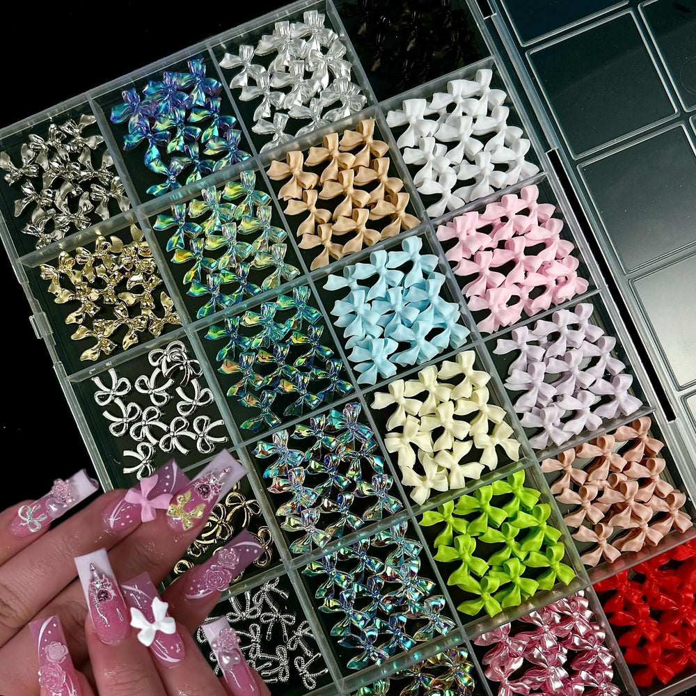 BANA ART Charms lazo azul claro 3D para uñas, toque fresco y versátil.