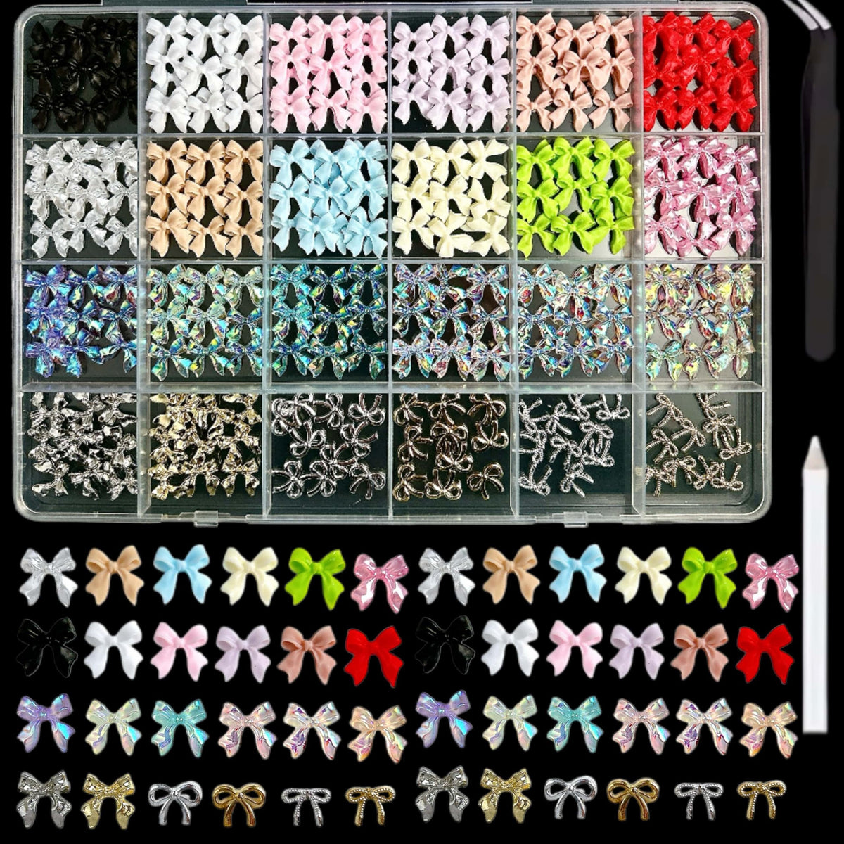 BANA ART Charms lazo dorado 3D para uñas, añade brillo duradero y estilo glamoroso.