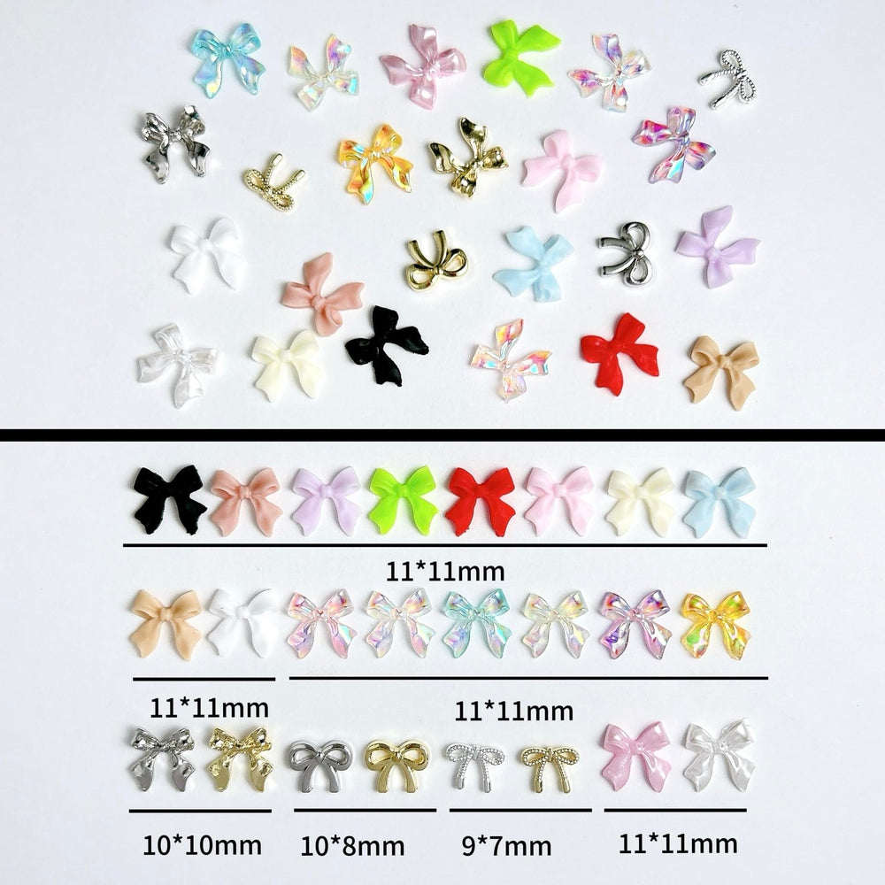 BANA ART Charms lazo rosa claro 3D para uñas, tono suave para diseño delicado.