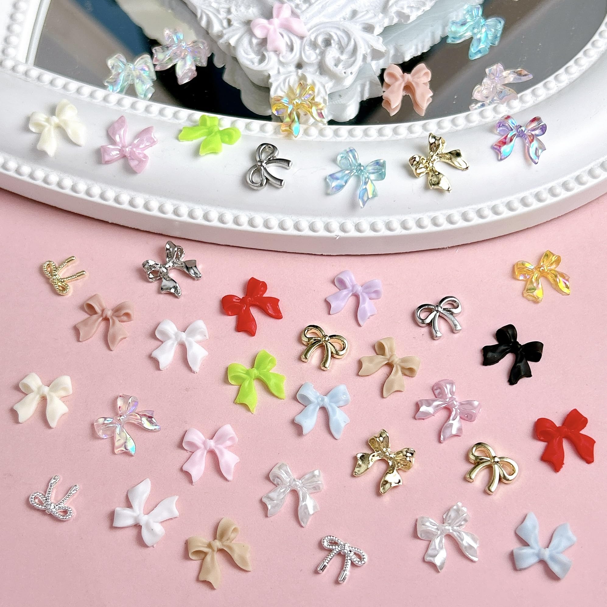 BANA ART Charms lazo translucido variado 3D para uñas, ideas creativas para diseños.