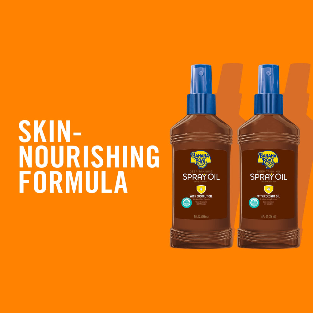 Banana Boat Deep Tanning Oil Aerosol SPF 4, ingredientes naturales que nutren la piel.