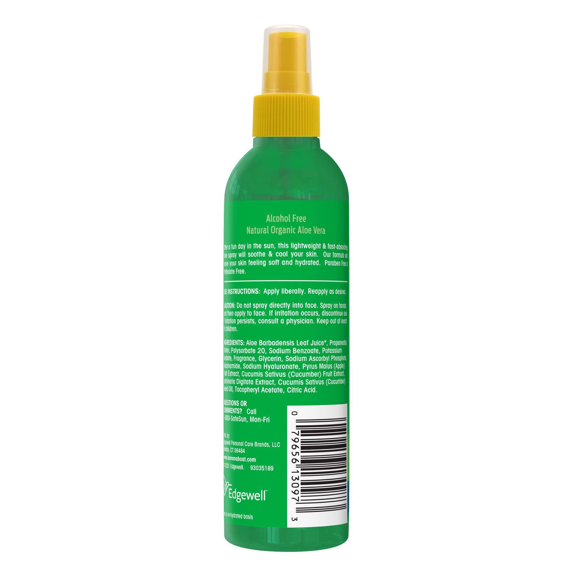 Banana Boat Aloe After Sun Spray – hipoalergénico y suave para piel sensible.
