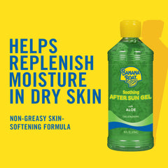 Banana Boat gel pos-sol con aloe, uso en la muñeca para calmar la piel después del día.