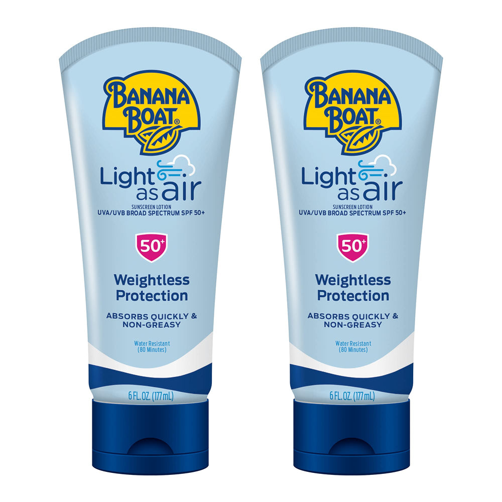Banana Boat Light As Air SPF 50 bottle front view, lightweight protection.