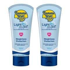Banana Boat Light As Air SPF 50 bottle front view, lightweight protection.
