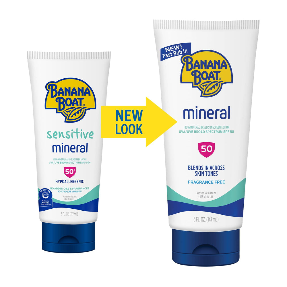Banana Boat Mineral protección solar; textura ligera e hidratante.
