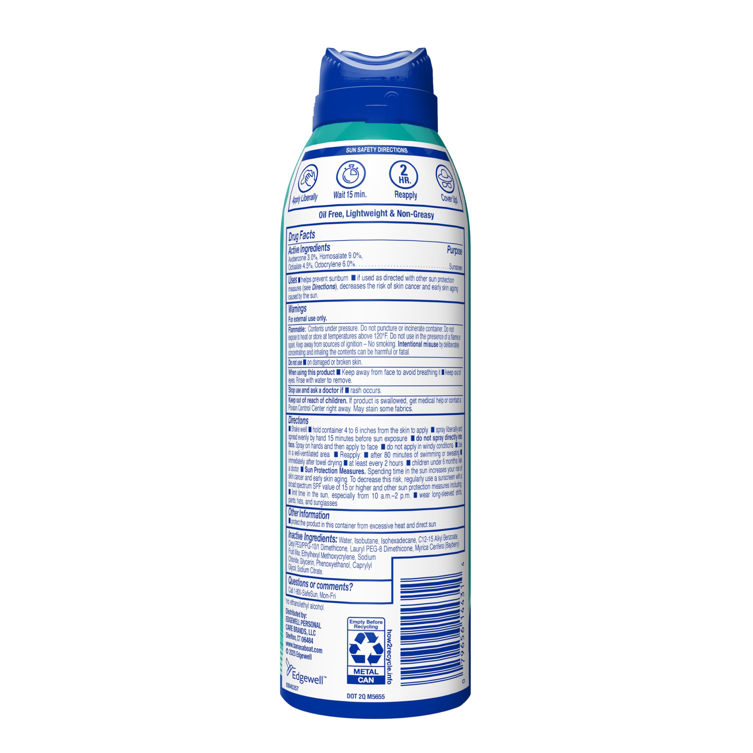 Banana Boat Sheer Sensitive Spray, acabado translúcido sin marcas blancas.