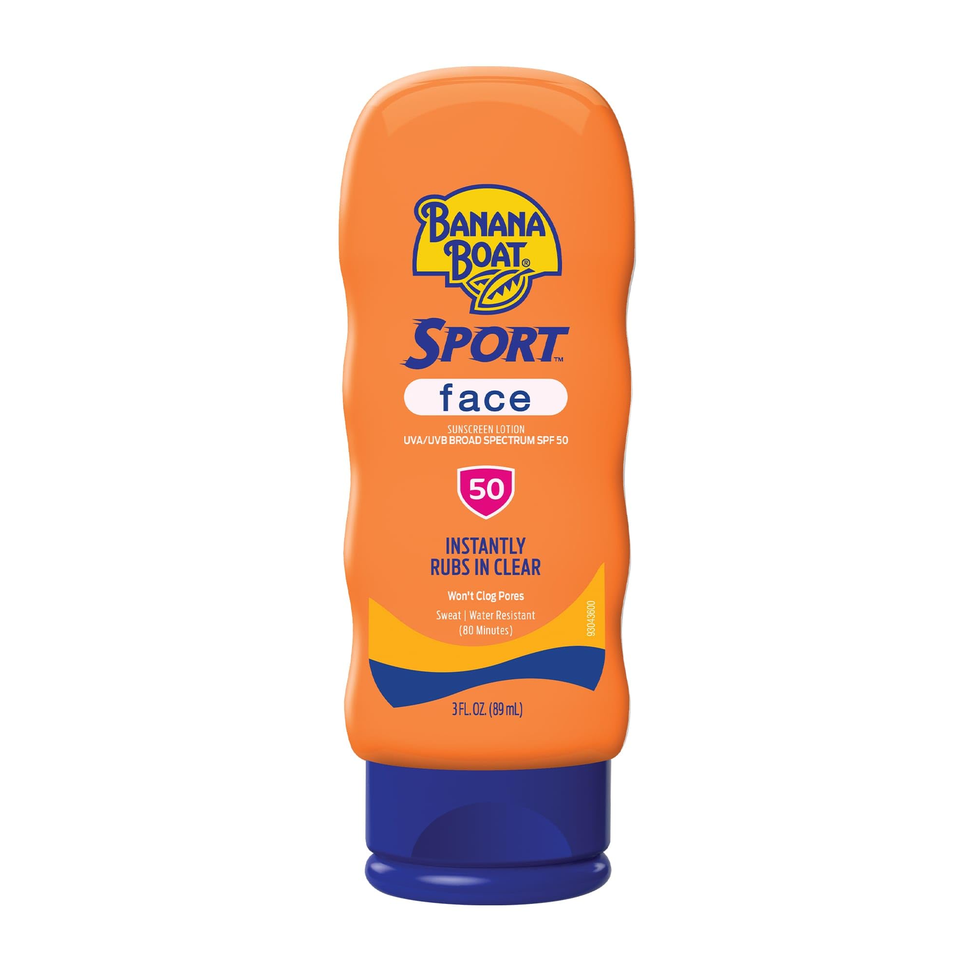 Banana Boat Sport Face SPF 50 bottle applying smoothly with no white residue