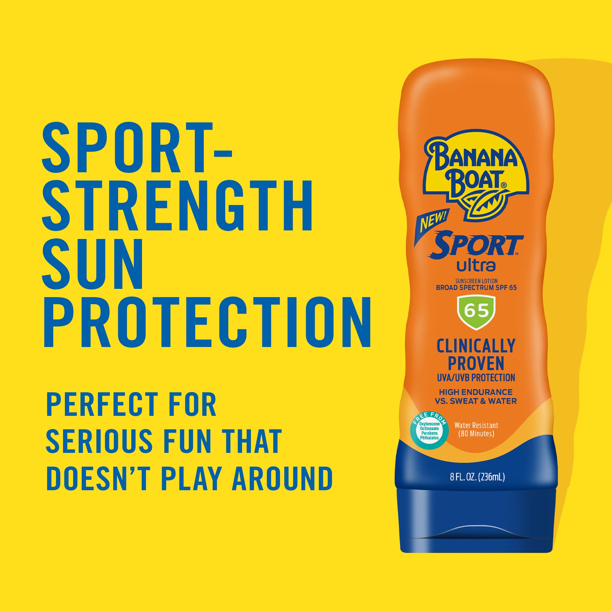 Banana Boat Sport SPF 60, alta resistencia al agua para deportes y natación.