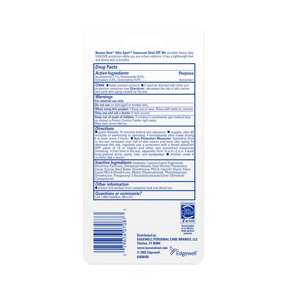 Banana Boat Sport Ultra Barra SPF 50 uso deportivo en exteriores