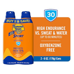 Banana Boat Sport Ultra SPF 30, dorso del envase, aplicación fácil durante entrenamientos.