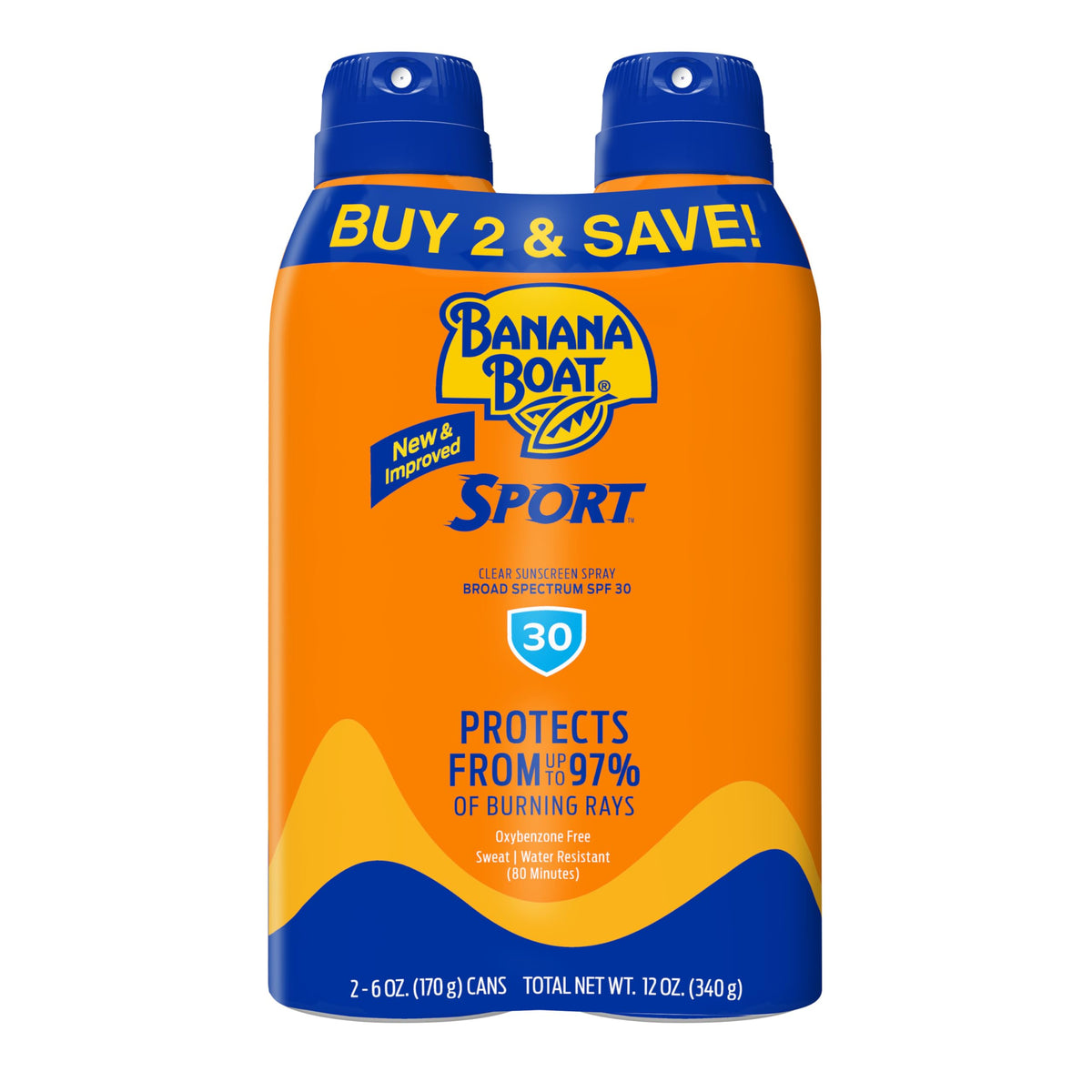 Banana Boat Sport Ultra SPF 30, frente del envase, protección rápida para deporte.