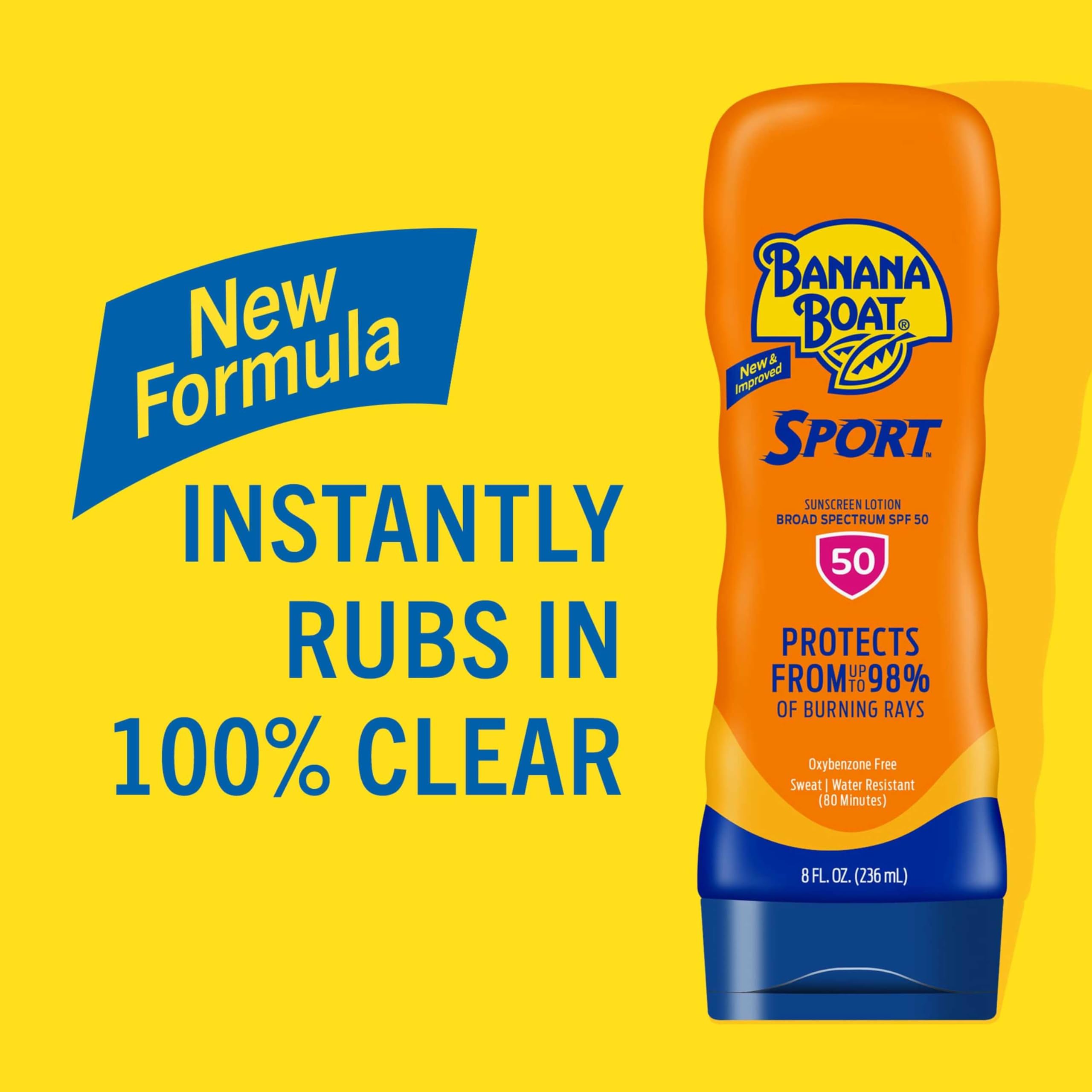 Banana Boat Sport Ultra SPF 50, hidratación 12 horas con ceramidas y aloe.