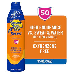 Banana Boat Sport Ultra SPF 50, protección amplia y no grasa para la piel.
