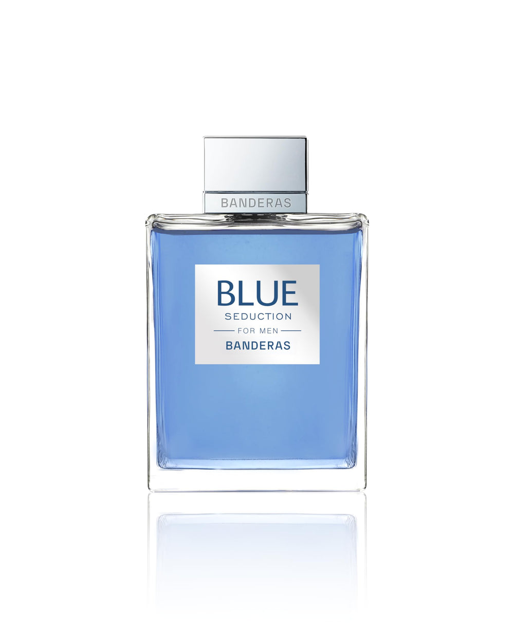 Antonio Banderas Blue Seduction for Men bottle, side view, bold evening scent.
