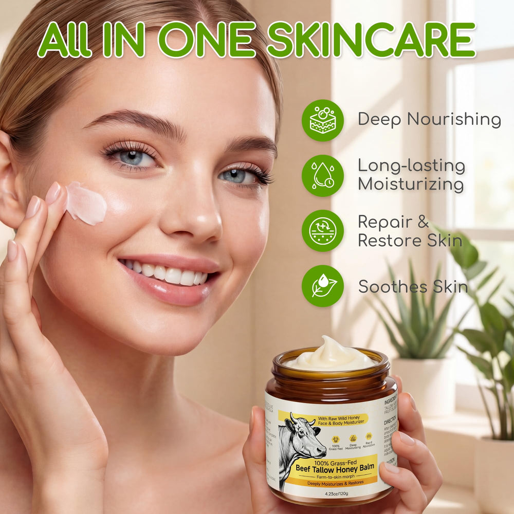 BanDolerA whipped tallow honey balm shows light texture for quick absorption.