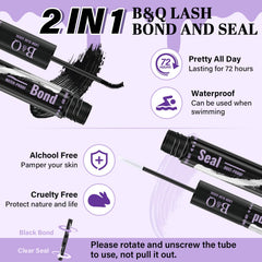 B&Qaugen 2-in-1 brush applying bond and seal for cluster lashes.