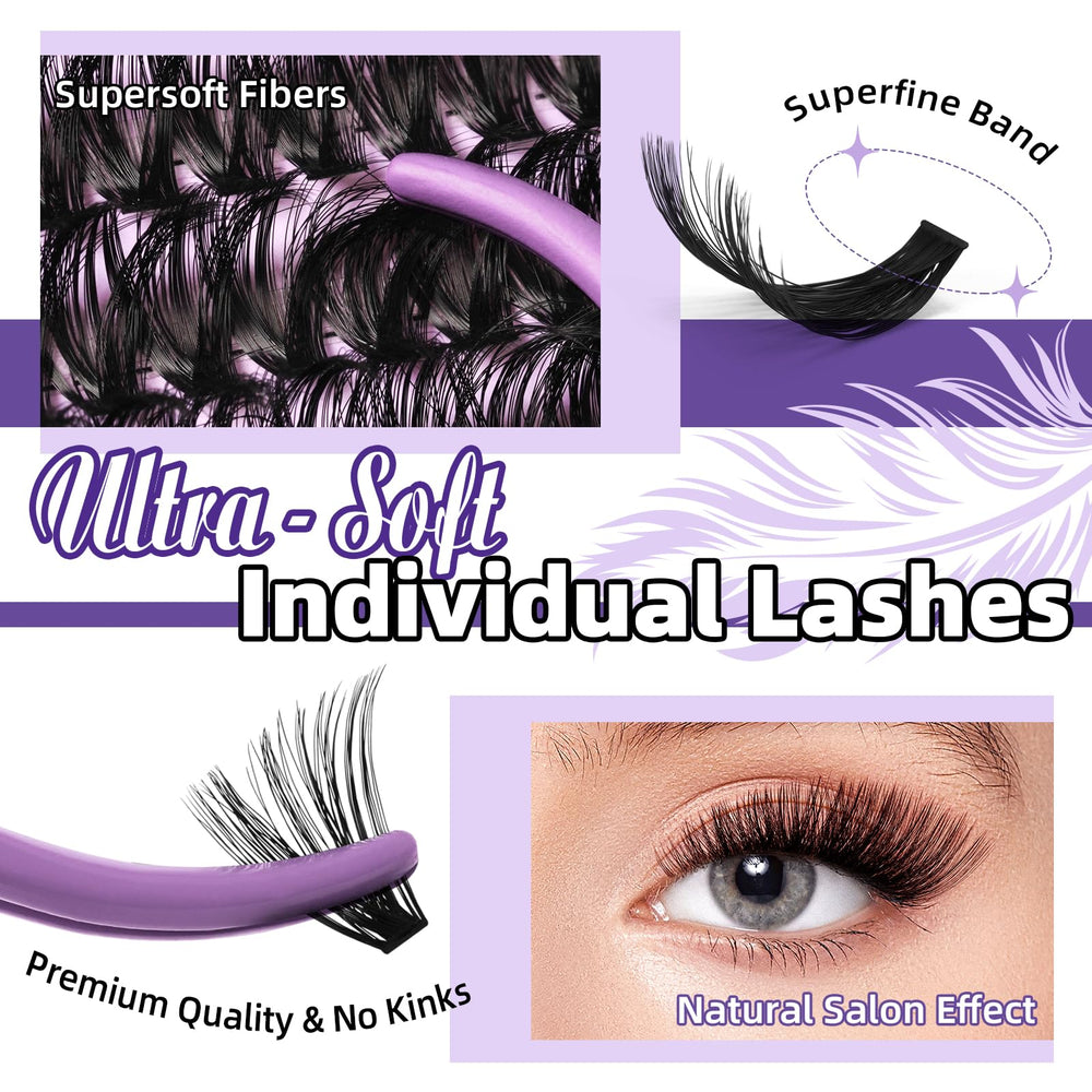 B&Qaugen d-curl lash clusters highlight dramatic lift with natural balance.