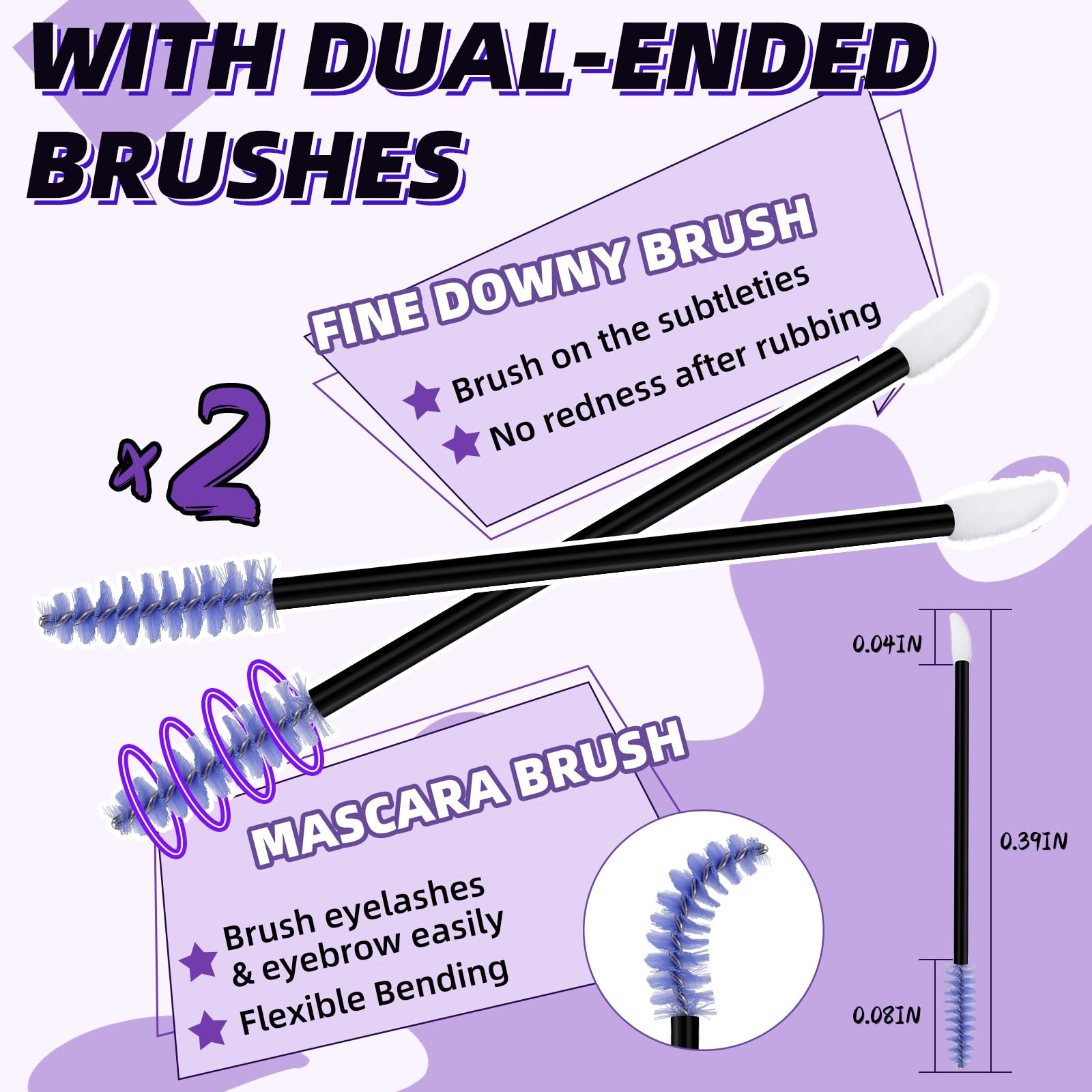 B&Qaugen dual-ended brushes add convenience for lashes and care.