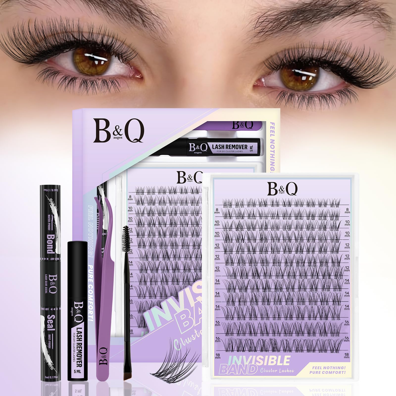 B&Qaugen Flora Lash Clusters kit packaging for an at home DIY lash experience.