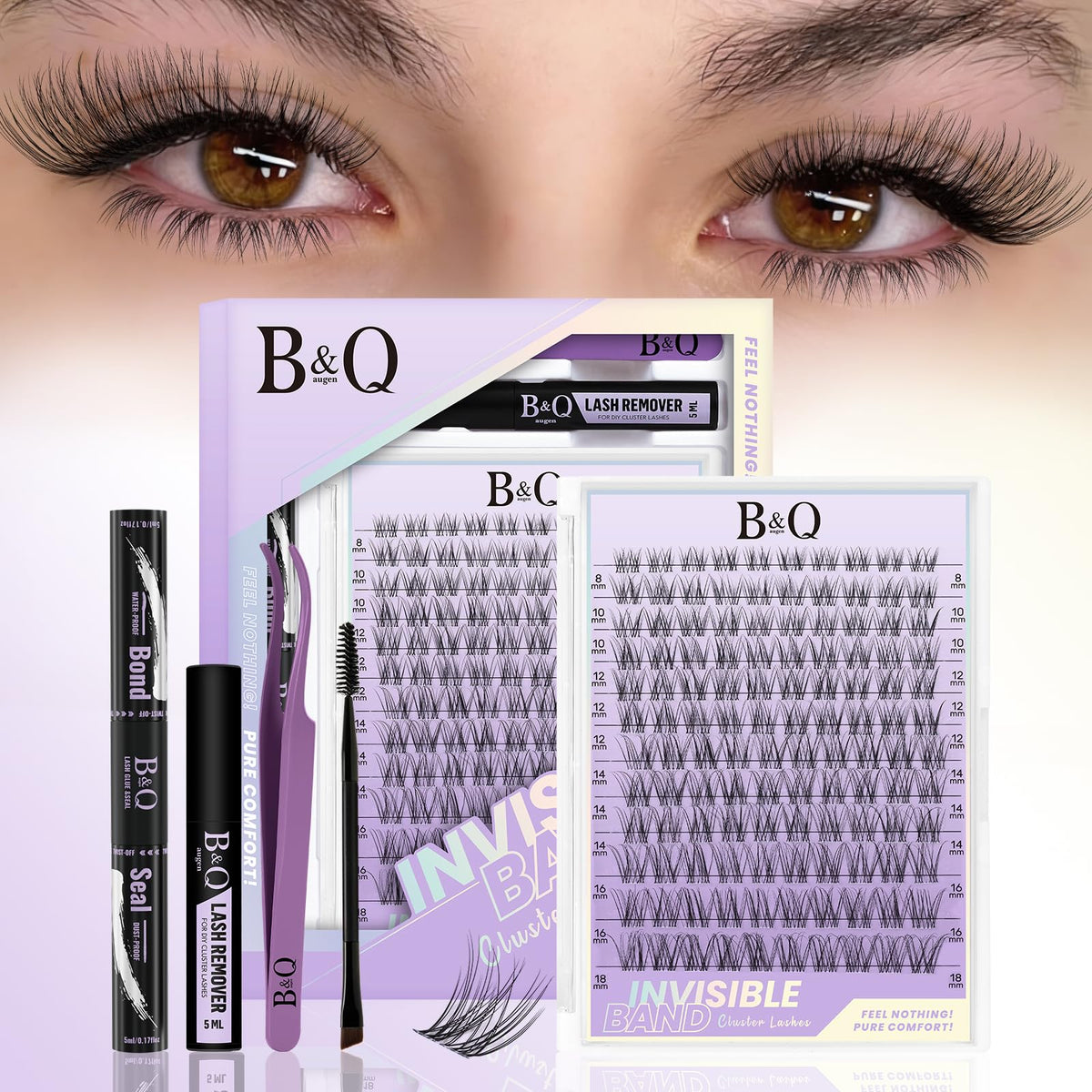 B&Qaugen Flora Lash Clusters kit packaging for an at home DIY lash experience.