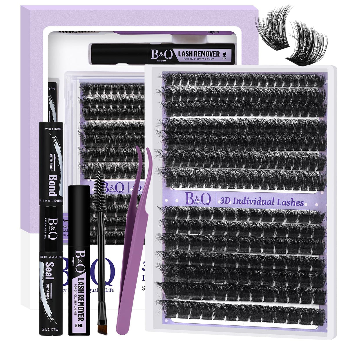 BandQaugen fluffy lash clusters 100d-200d closeup show ultra-dense volume.