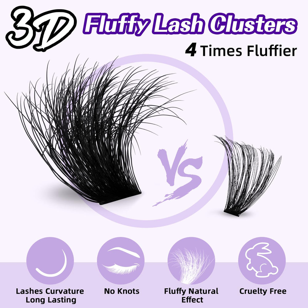 BandQaugen fluffy lash clusters 16-18mm dramatic look.