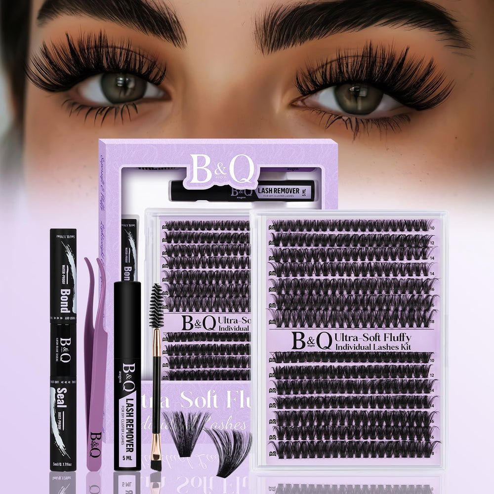 B&Qaugen fluffy lash clusters kit shown with multiple trays for versatile at-home lash looks.