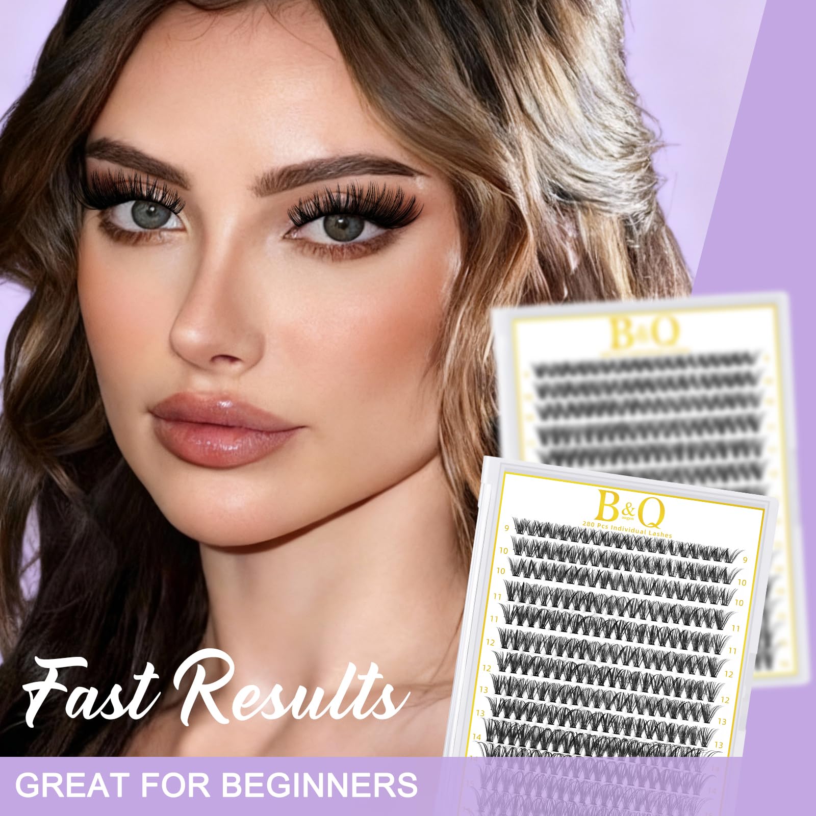 B&Qaugen Lash Clusters packaging highlights vegan knot-free materials.