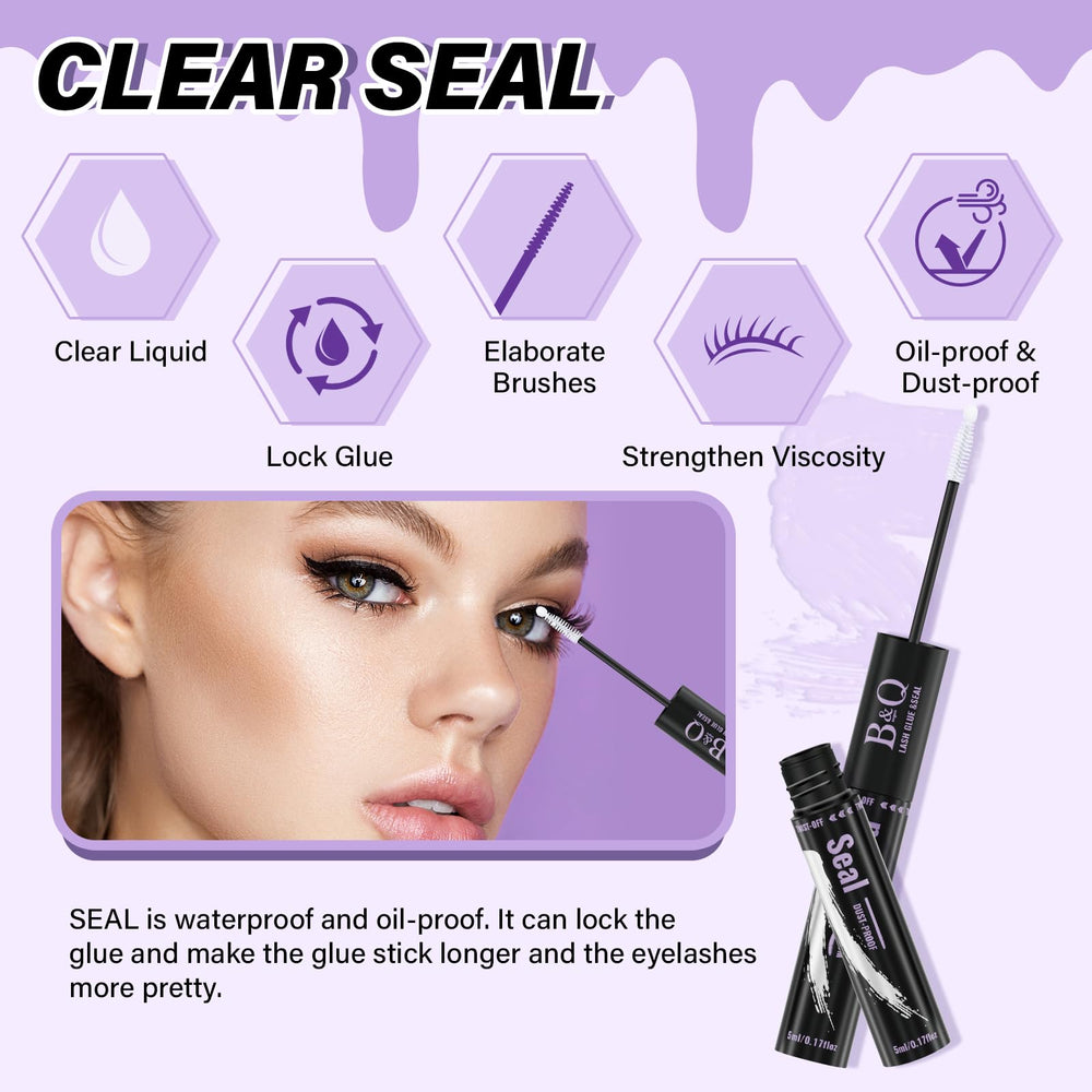 B&Qaugen Lash Bond and Seal applied to lash clusters for extended wear.